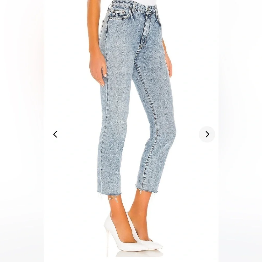 Lovers and Friends Logan Distressed Cropped Raw Edge Denim in Lost Hills preppy
